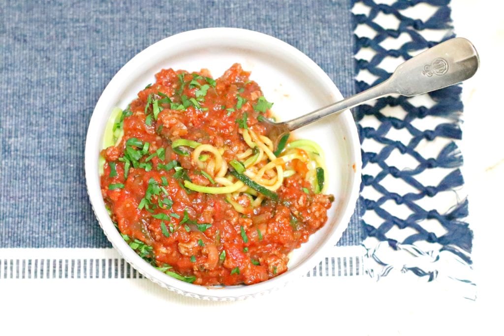 whole30 zoodles bolognese