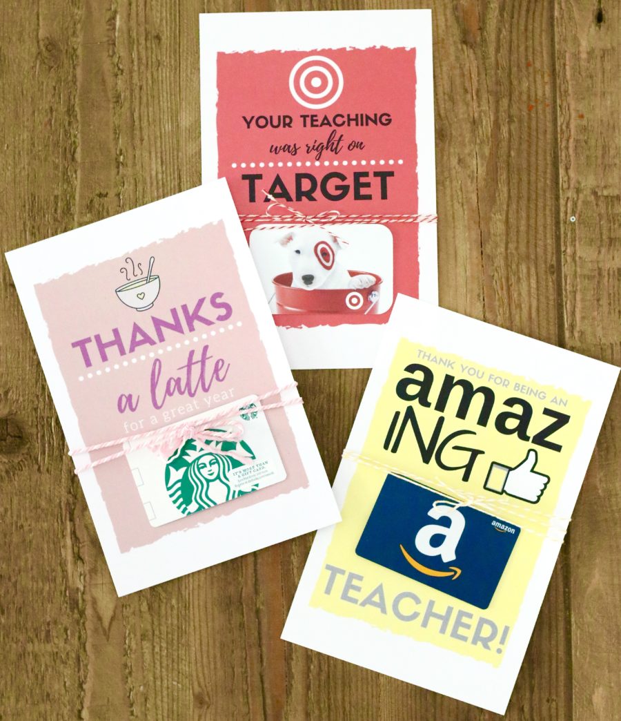 teacher gift card printables