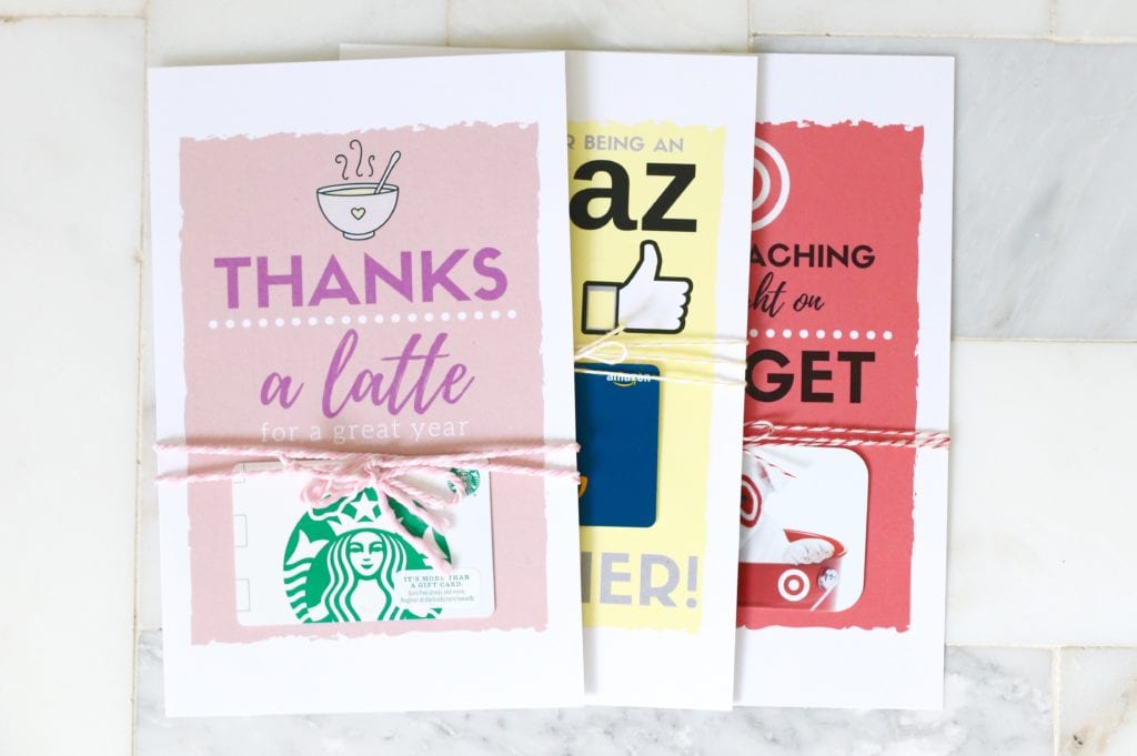 Teacher Gift Card Printables