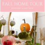 velvet pumpkins on mantel