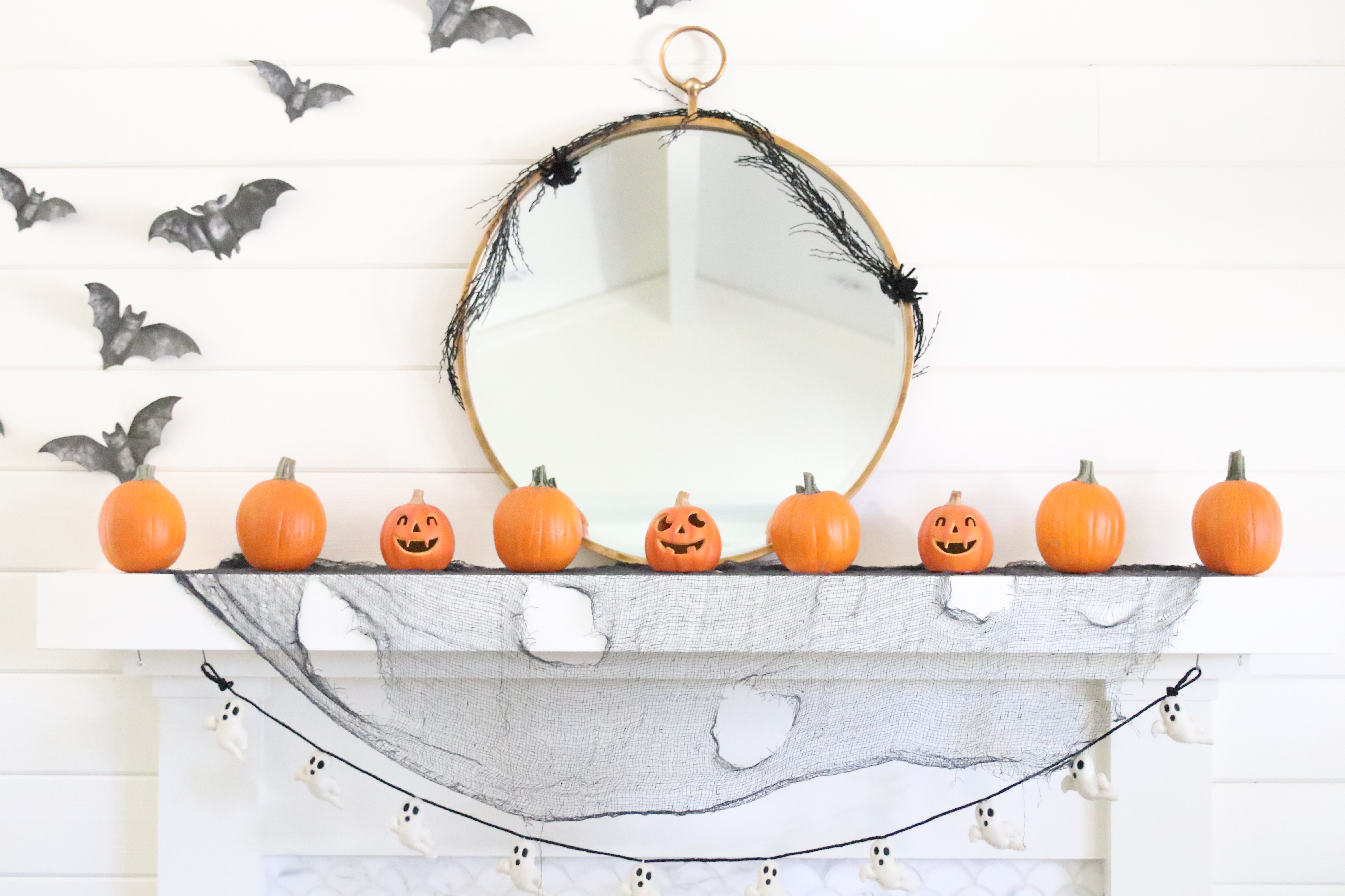 Halloween Mantel Pumpkins