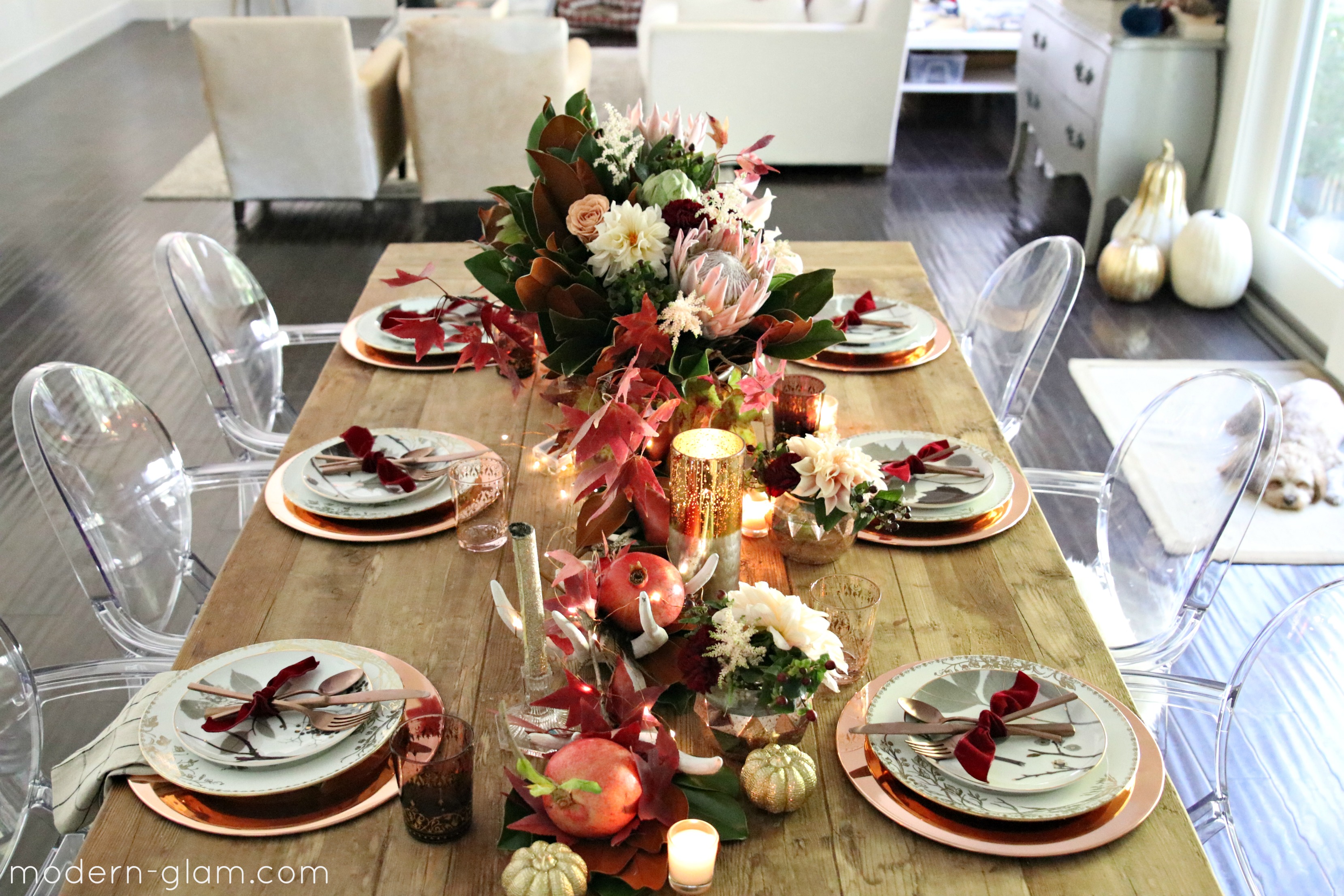 blush rose gold table