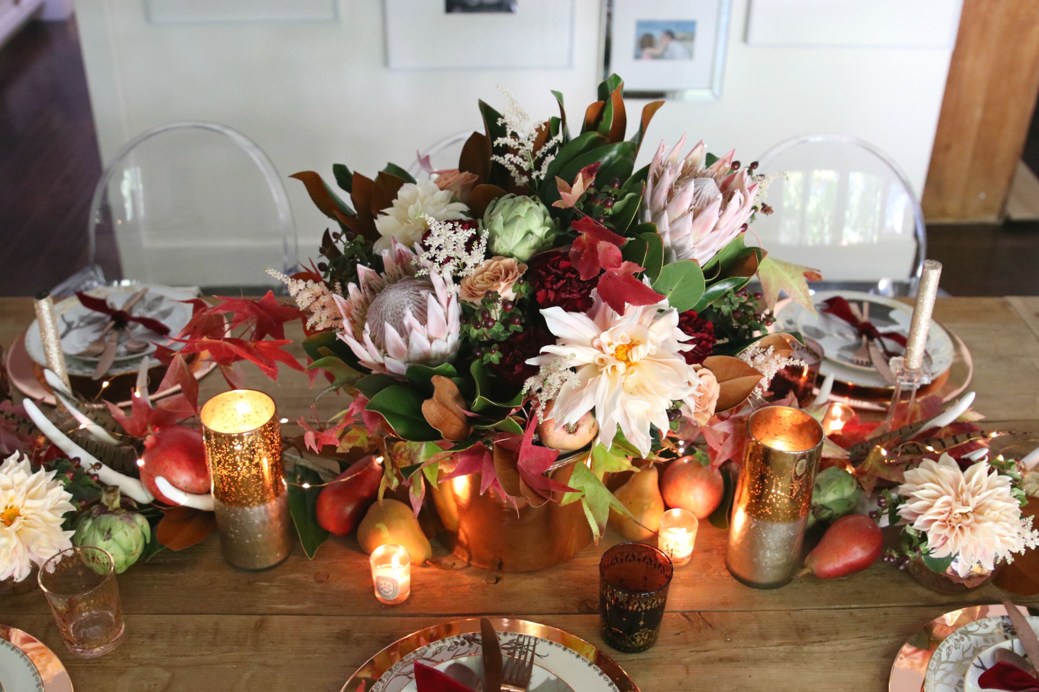 rose gold thanksgiving table