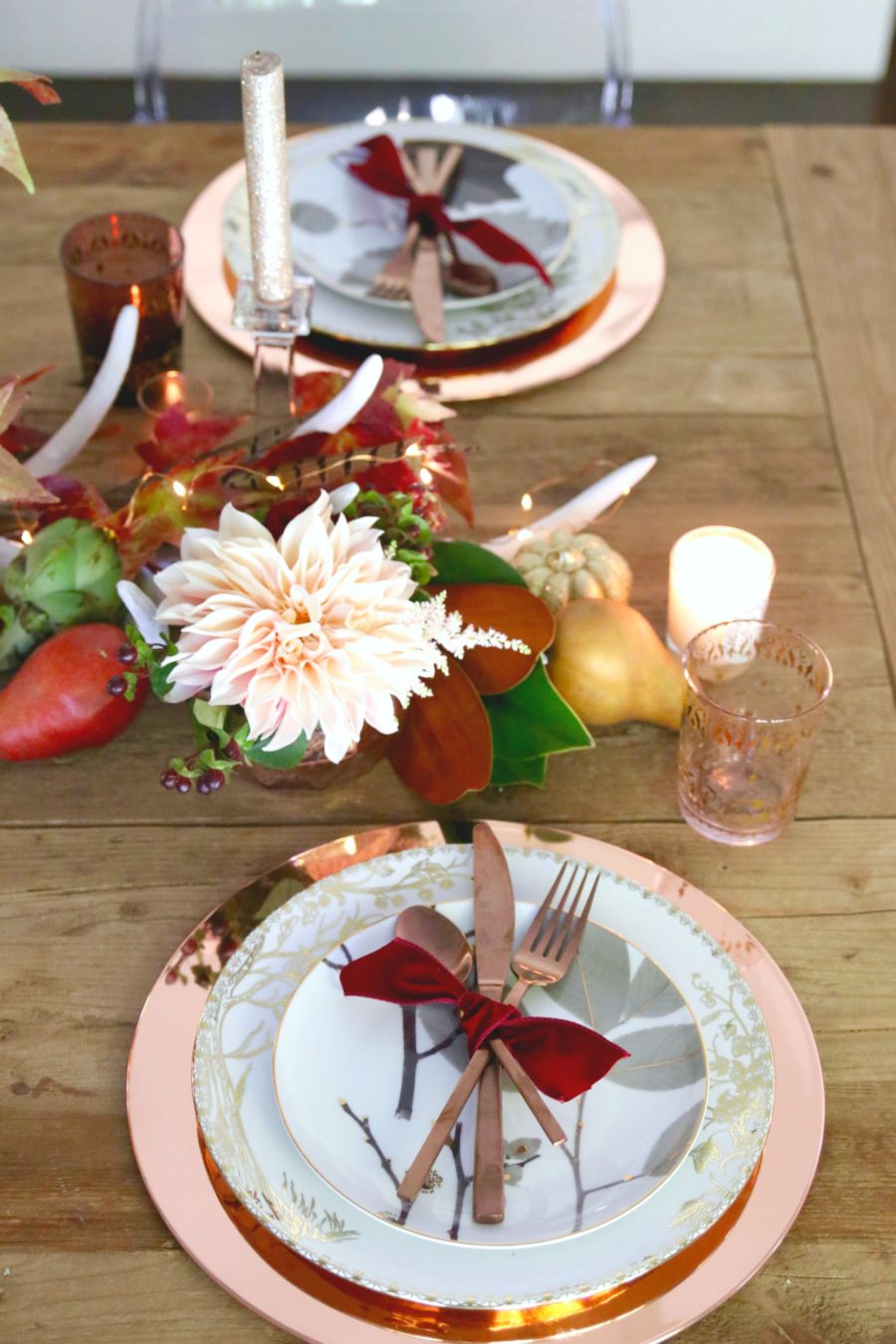 blush and rose gold thanksgiving