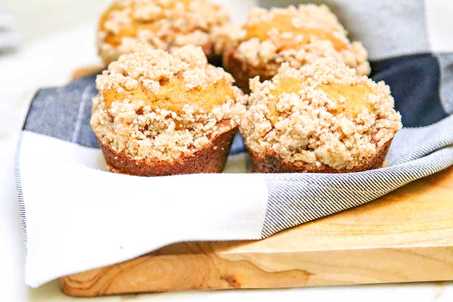 pumpkin muffins on buffalo plaid napkin