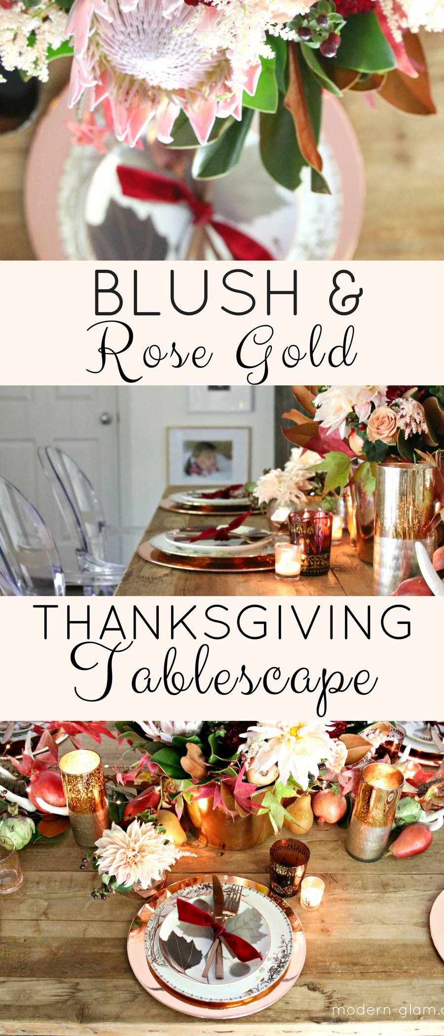 Blush and Rose Gold Thanksgiving Table