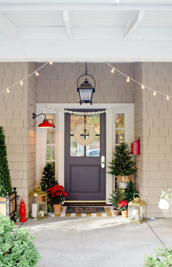 christmas front porch with lights