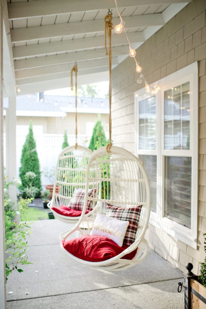 hanging chairs on porch