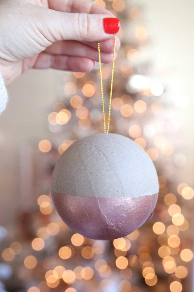 DIY Rose Gold Dipped Ornaments Modern Glam