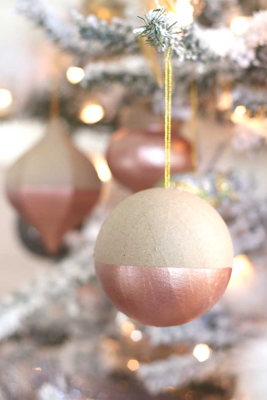 Easy DIY Ornaments: $1 Dipped Rose Gold