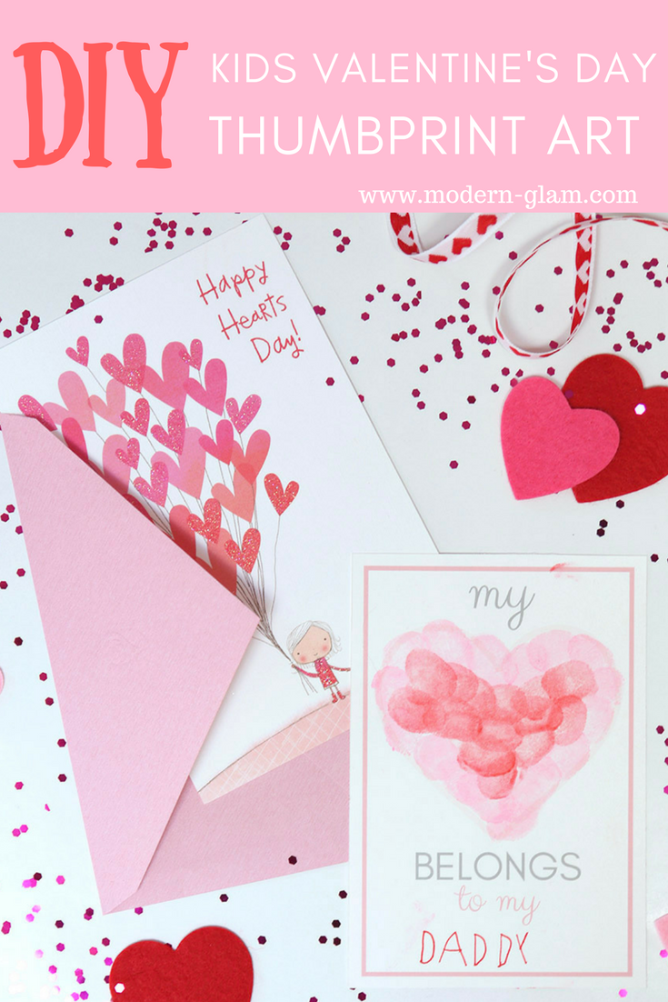 Valentine's Day Kids Thumbprint Art with free printable
