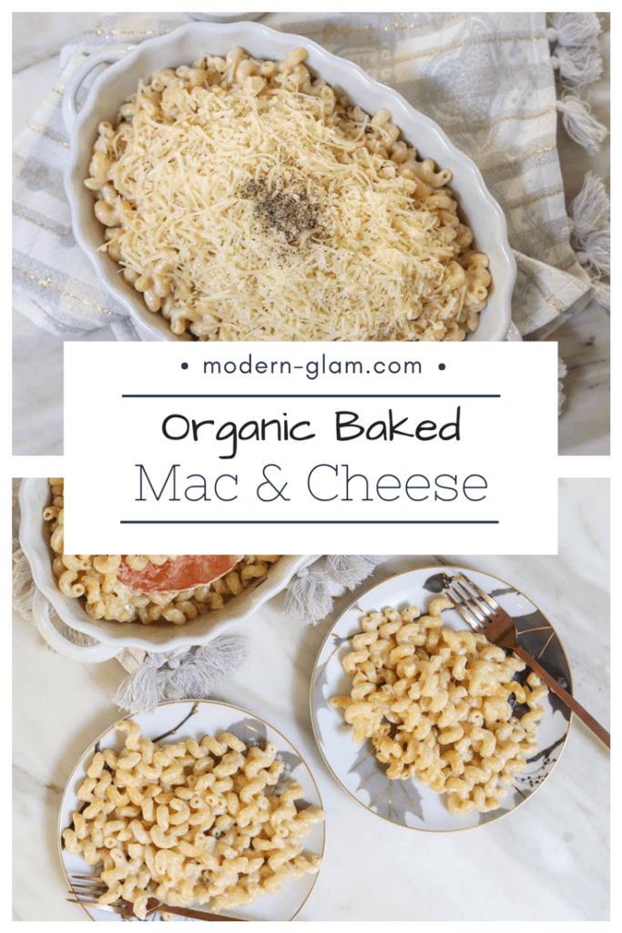 organic baked macaroni and cheese, easy one pot meal, mac & cheese baked. ready in under 25 minutes