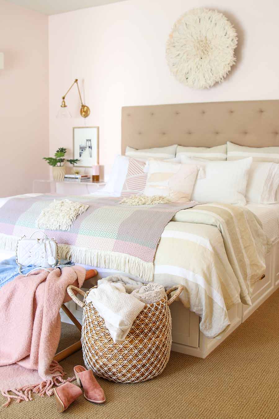 Beautiful Bedrooms Tour - My Pink Coastal Retreat. Pink bedrooms. Master Bedroom Style, Coastal Bedroom, Modern Boho Bedroom