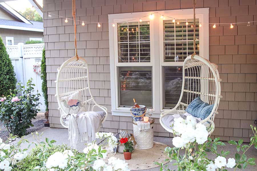 serena & lily hanging rattan chair