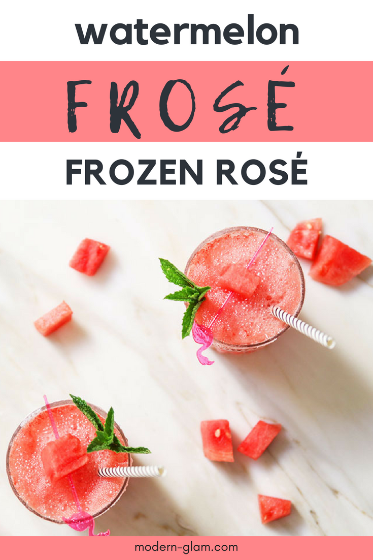 Watermelon Frozen Rosé, Frosé, Easy Summer Cocktail recipe. 3 Ingredients recipe. Simple cocktail recipe