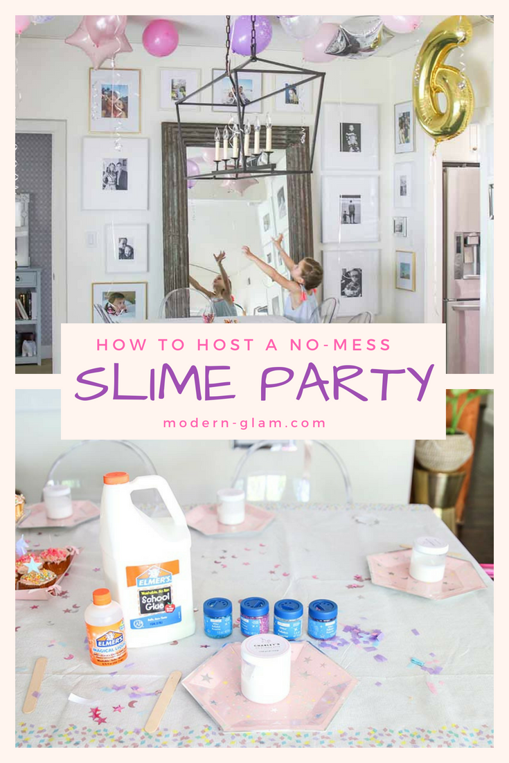 Slime Party. How to host a mess-free slime party. Step by step instructions and tips for the throwing the best birthday party ever! Summer activity for the kids. Summer party. Kids Birthday Party