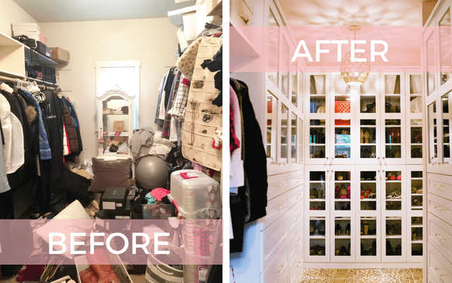 before and after walk in closet remodel