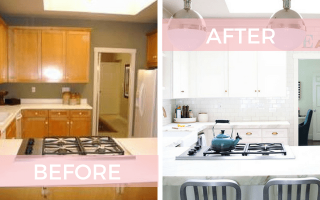 Before and after white kitchen