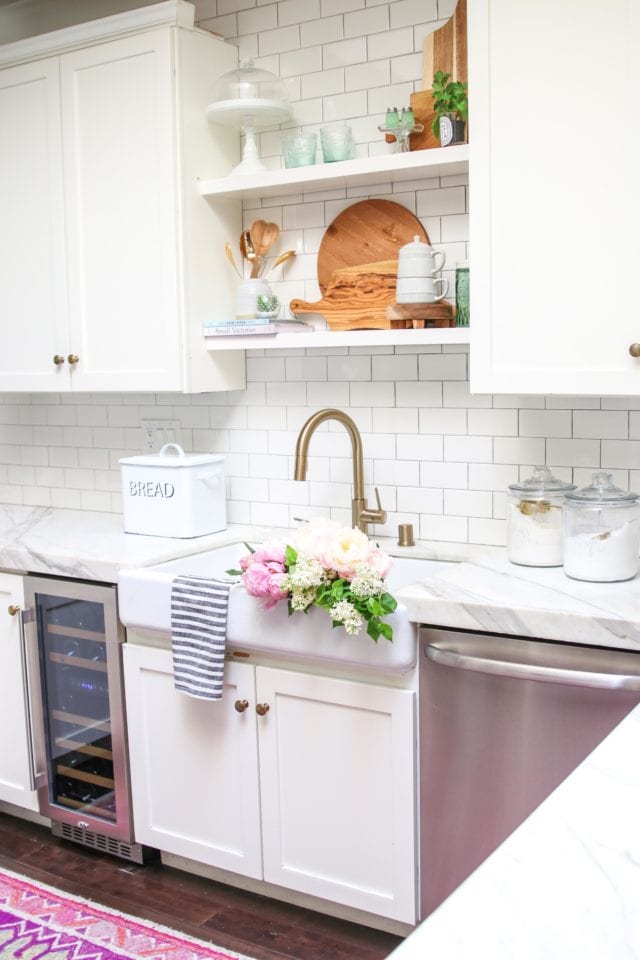 peonies in sink