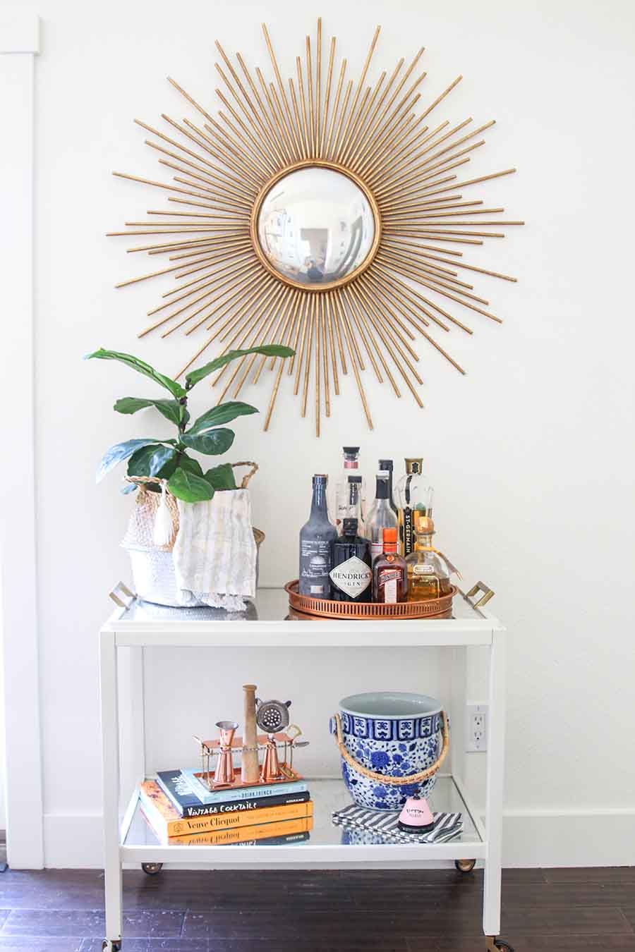 bar cart with mirror