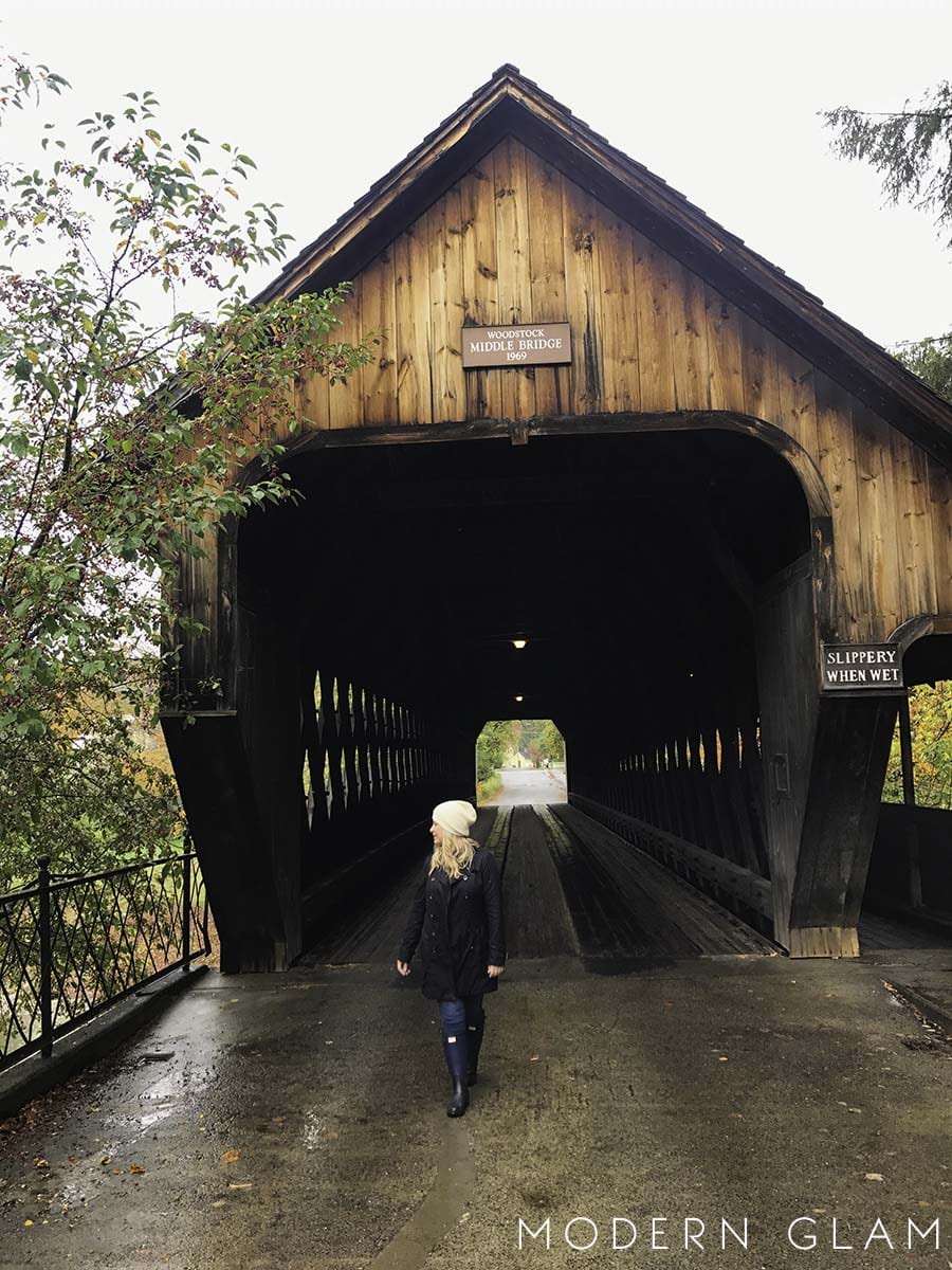 Woodstock, Vermont covered bridge in fall