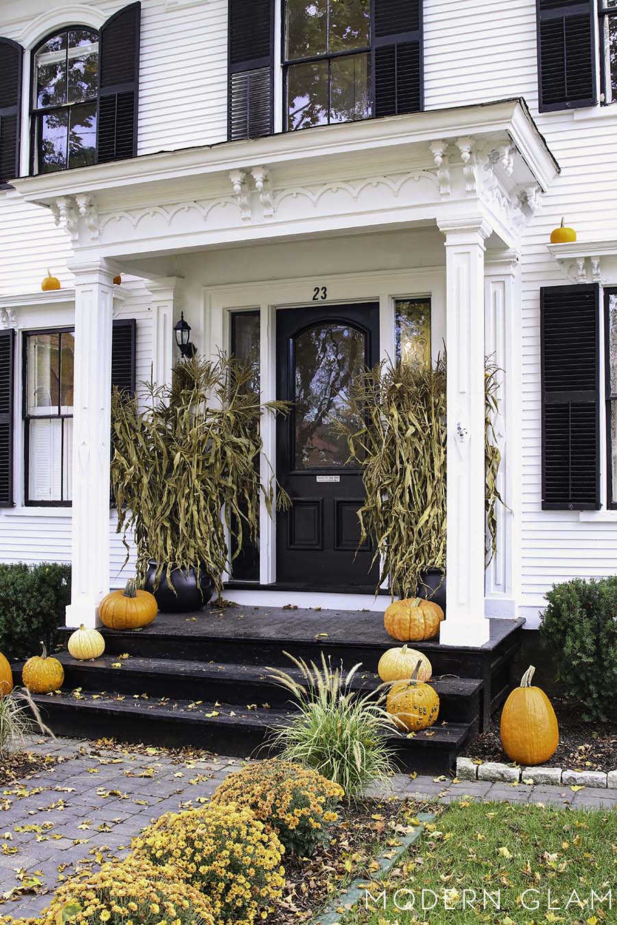 Vermont in Fall white house pumpkins