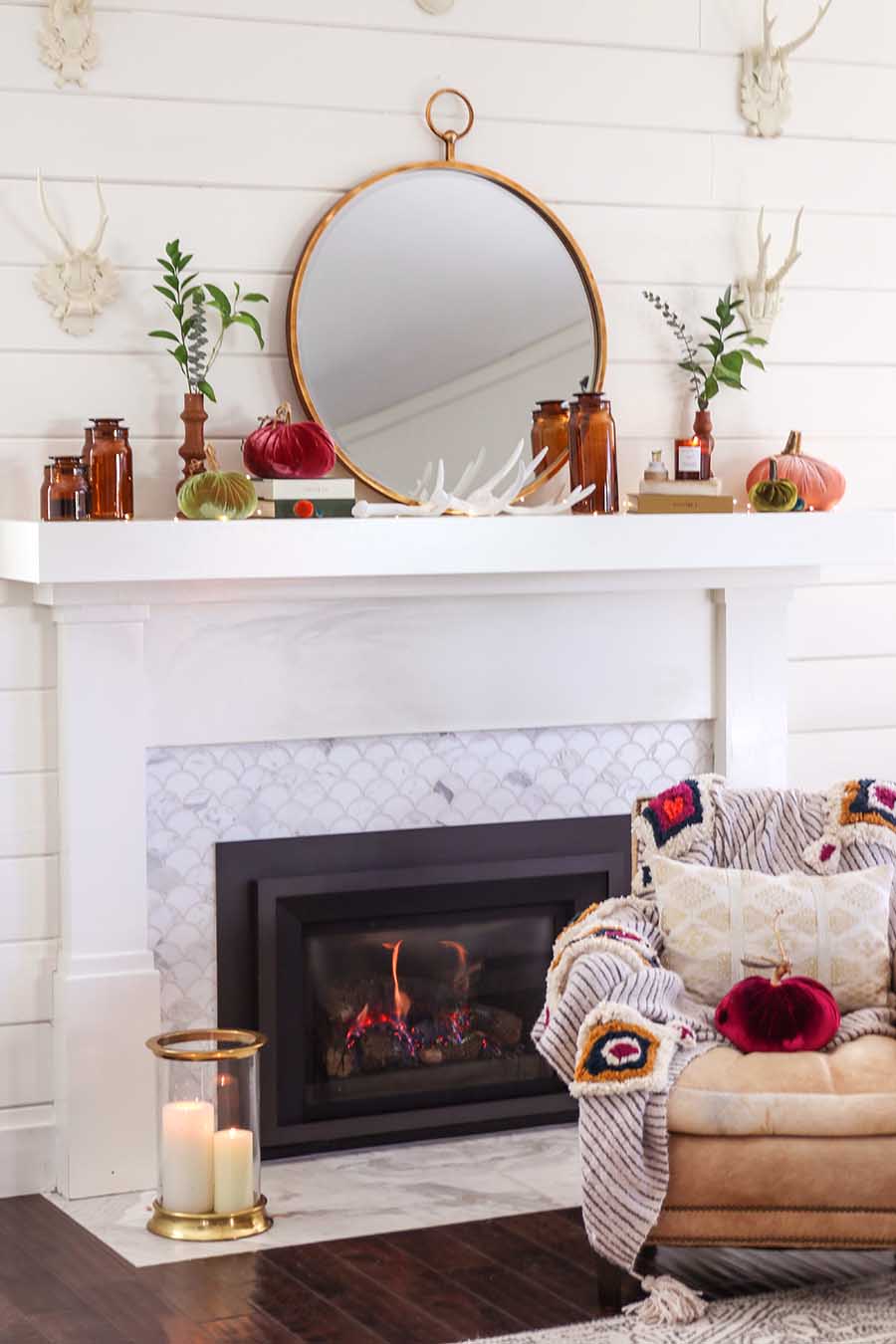 Early Fall Mantel Decorating