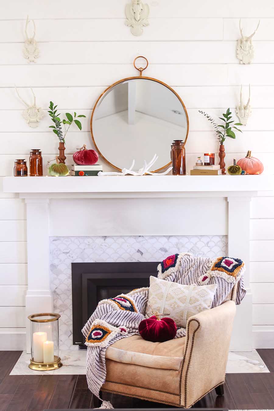 early fall mantel decor