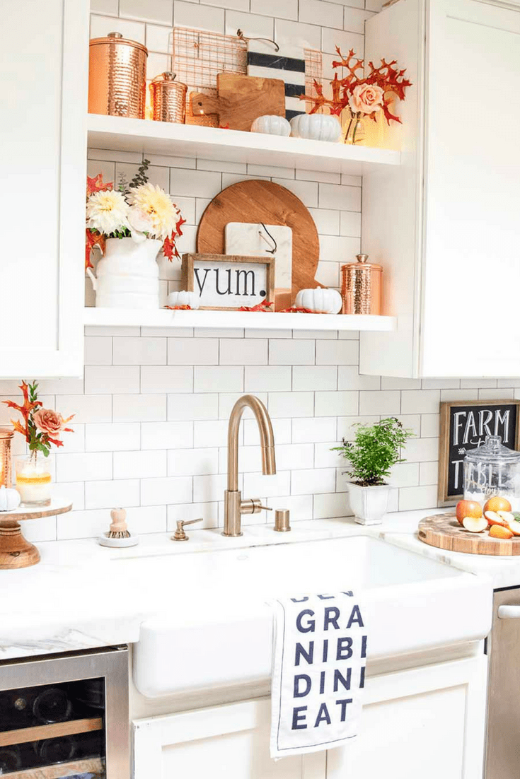 fall kitchen shelves