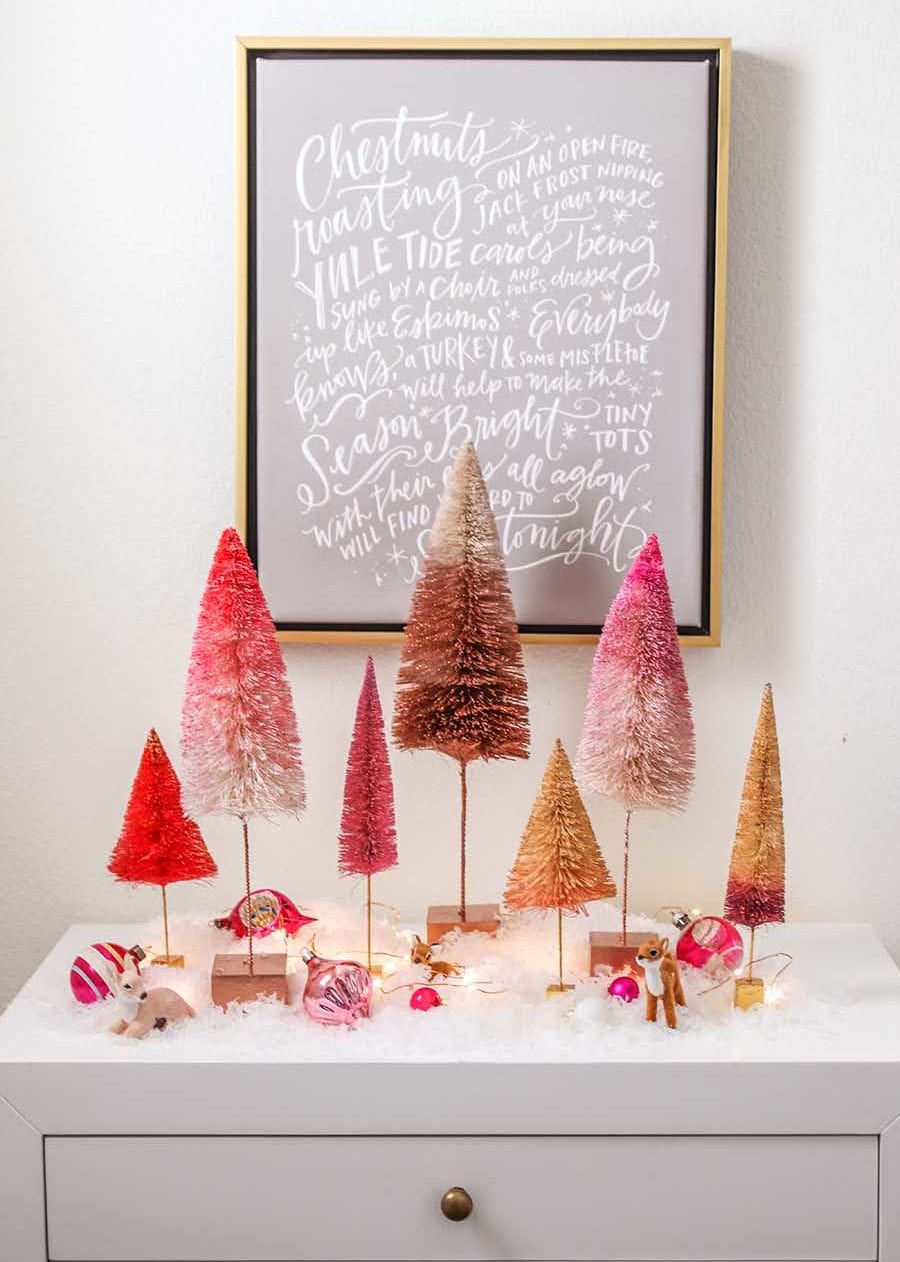 How To Paint Bottle Brush Christmas Trees