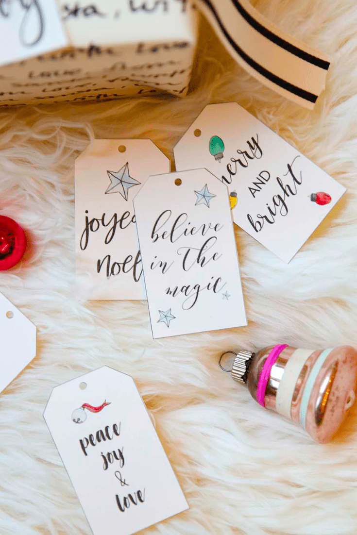 free printable hand lettered holiday gift tag