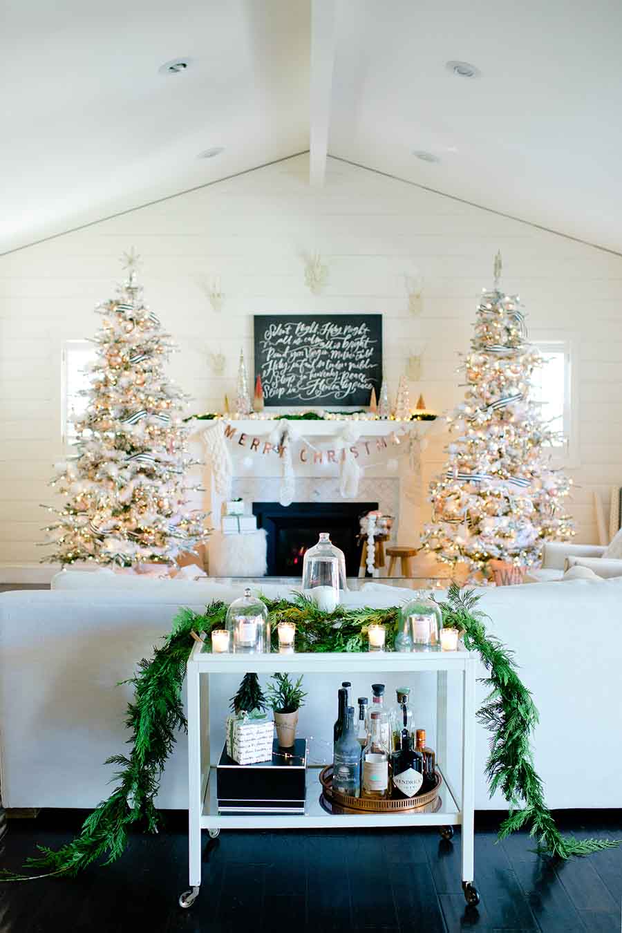 blush and copper christmas trees