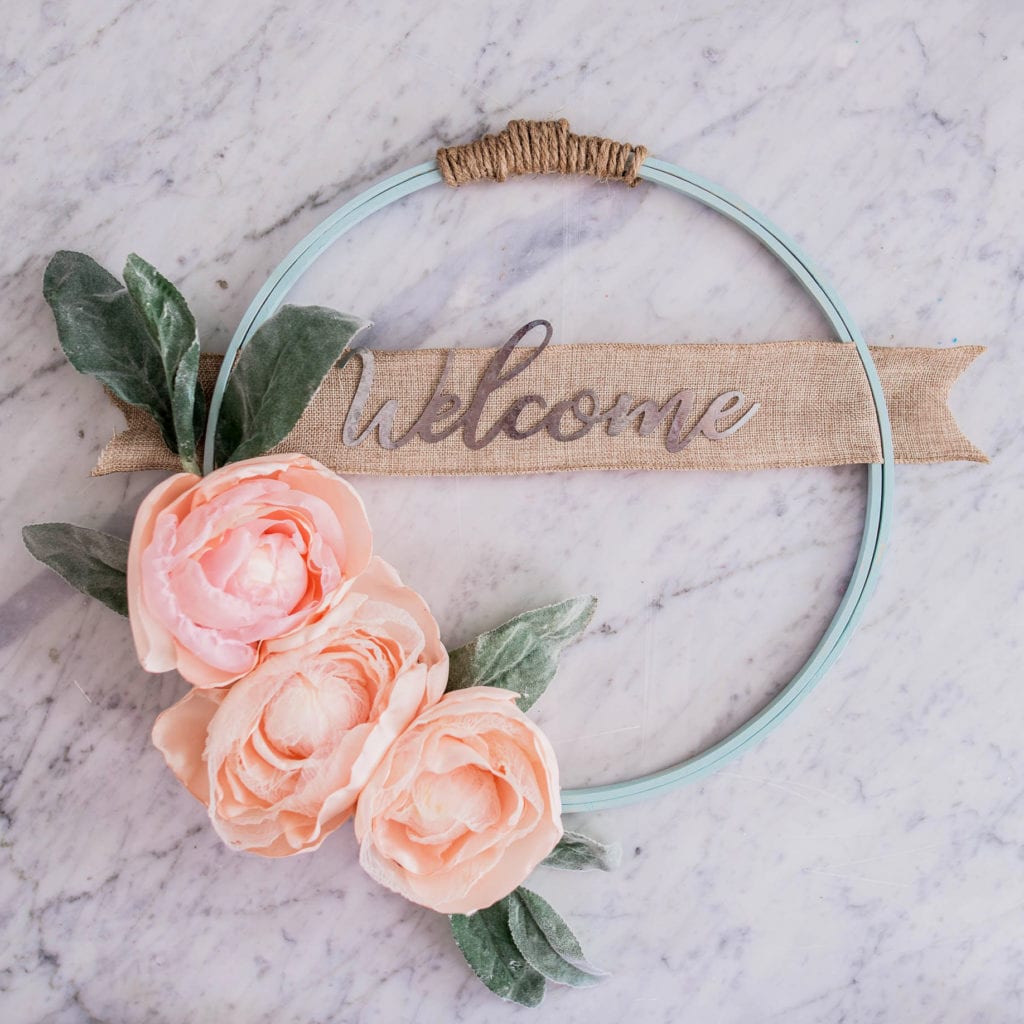 fabric flowers hoop wreath