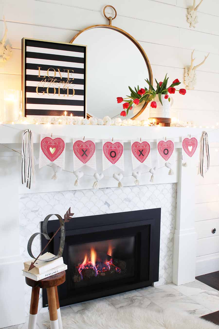 Valentine's Day Mantel Decor