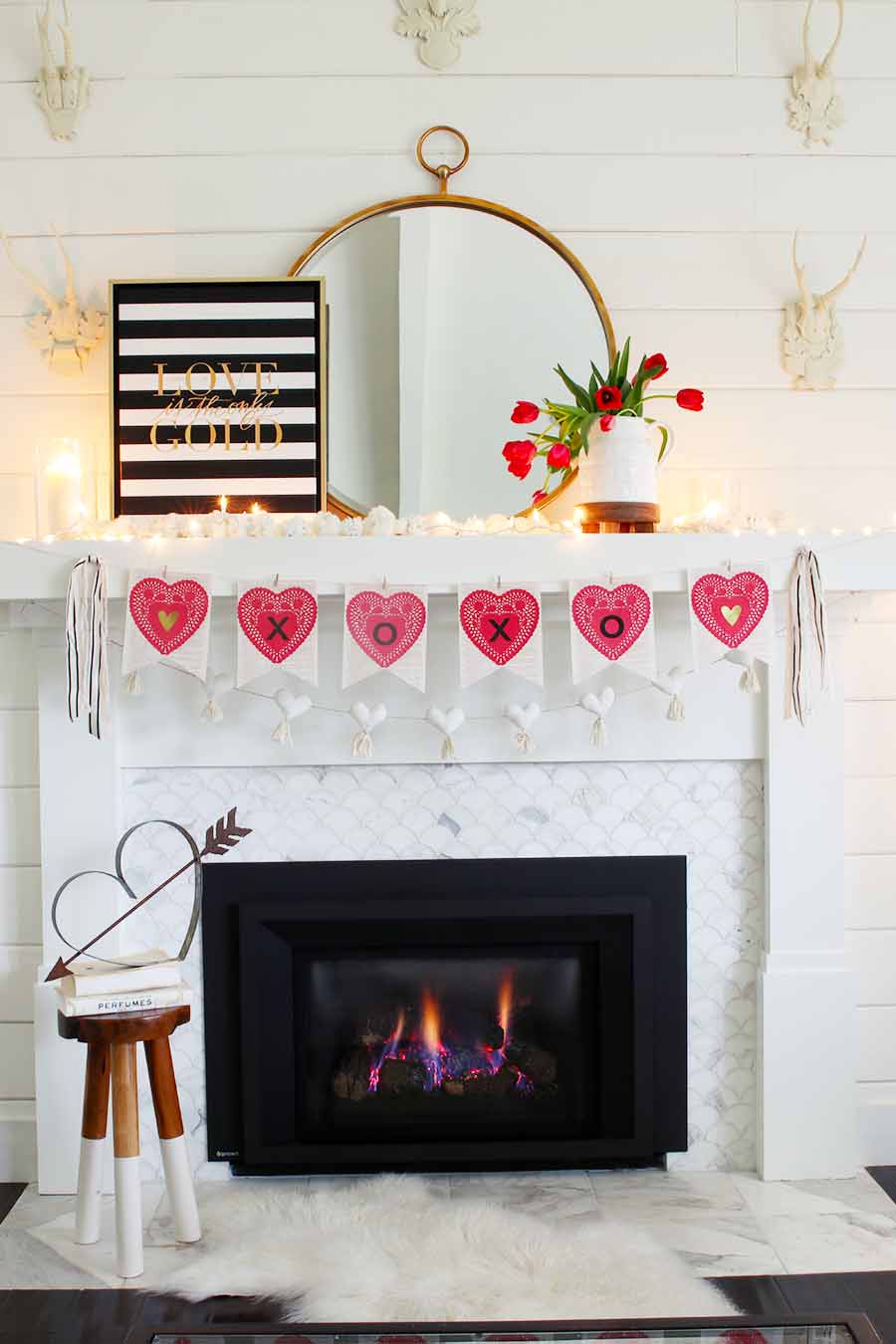 how to decorate your mantel for valentine's day