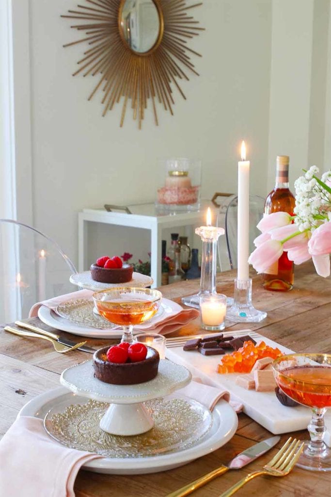 Valentine's Day Table Candlelit Dinner for Two Modern Glam
