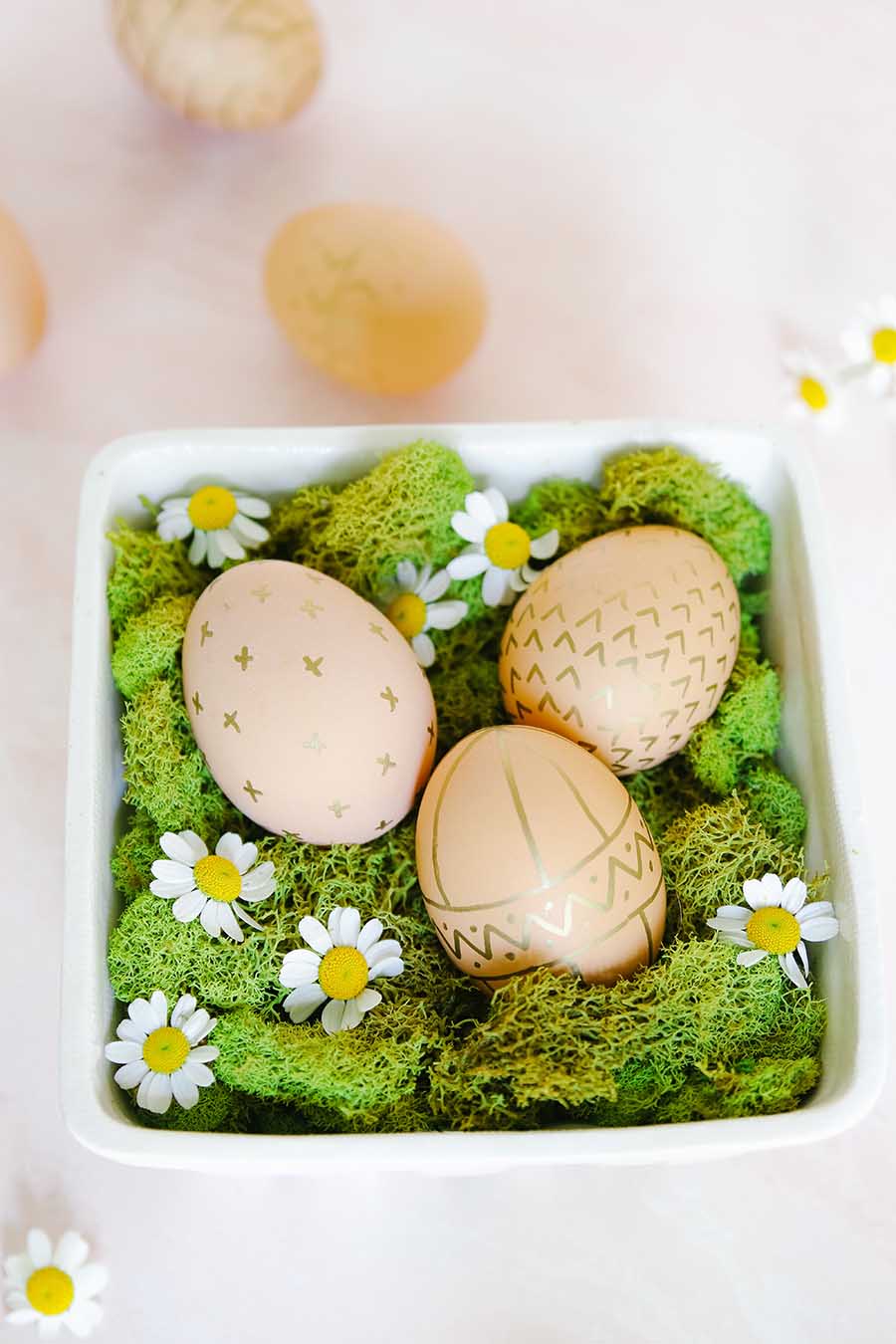 natural brown eggs decorated for easter