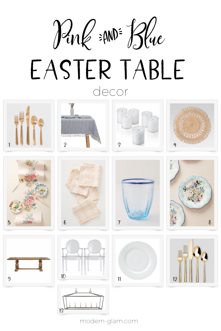pink and blue easter table setting