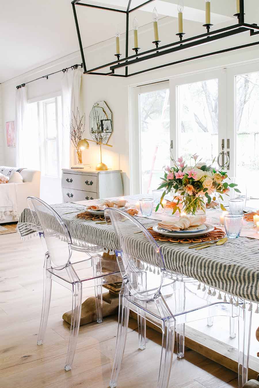 Pink and Blue Spring Table Setting for Easter Modern Glam