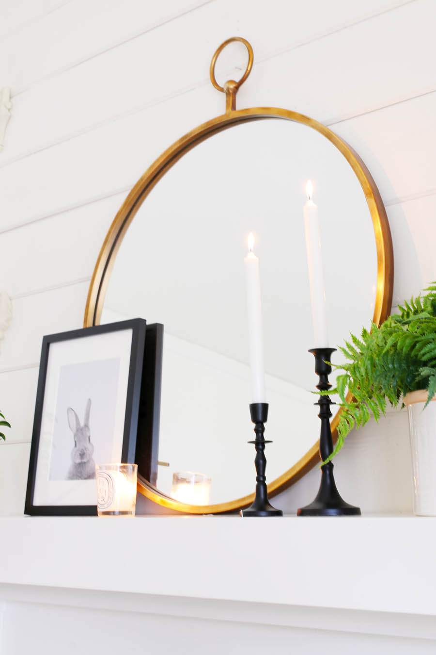 Black and White Mantel Decor 