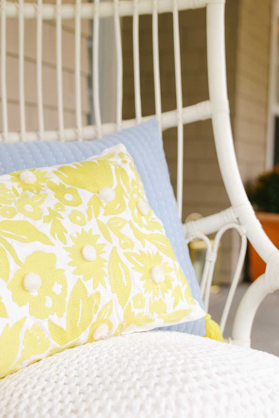 yellow pillow spring porch