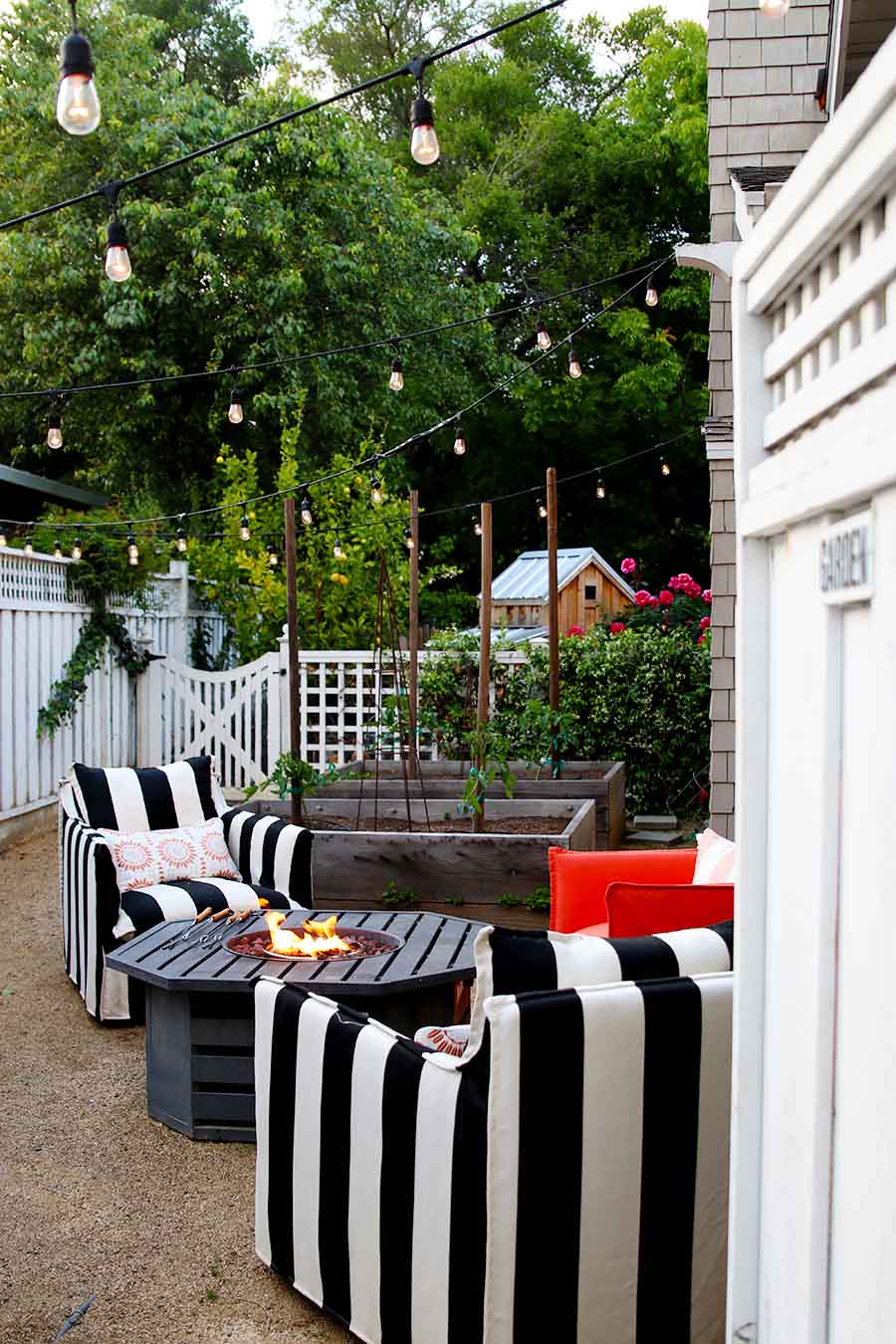 summer patio with lights