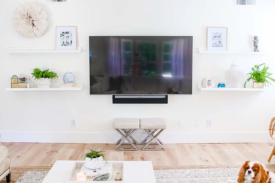 beach house shelf styling