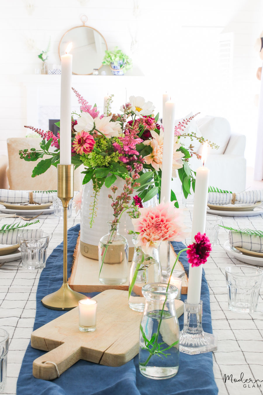 boho flower centerpiece for summer