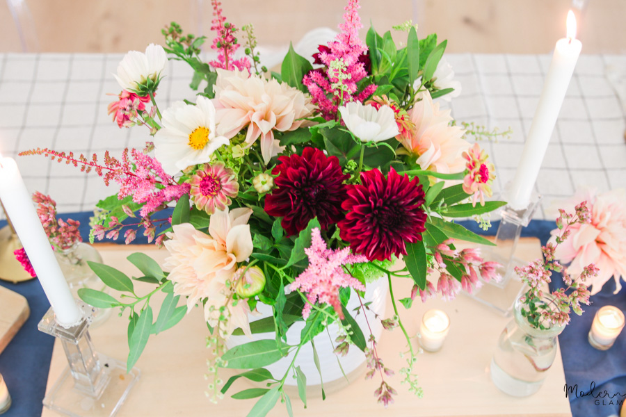 rustic summer centerpiece with wildflowers