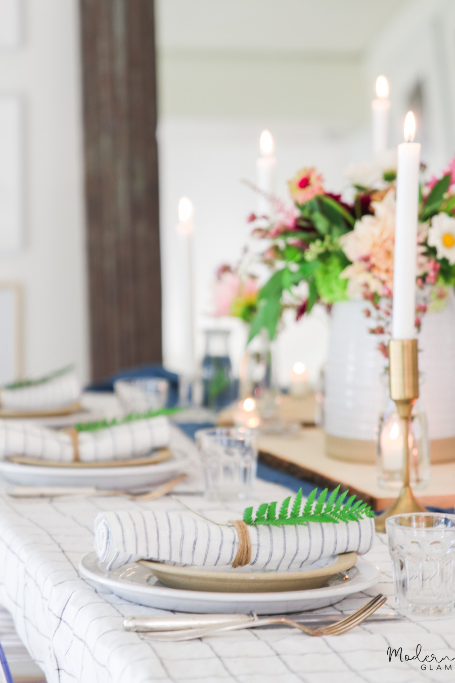 summer tablescape with dahlias