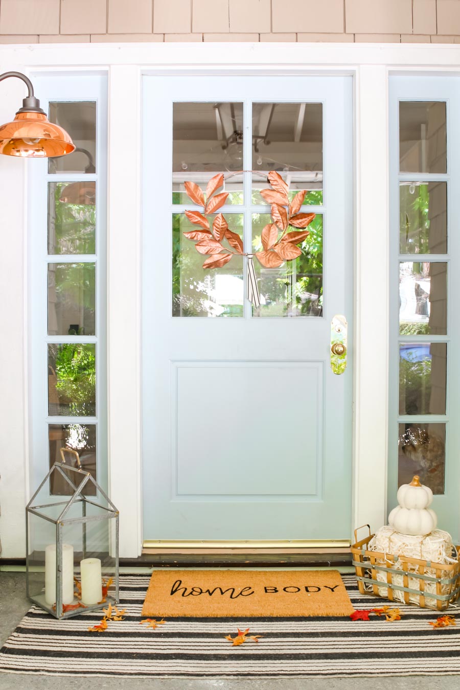 modern farmhouse front porch doormat layering