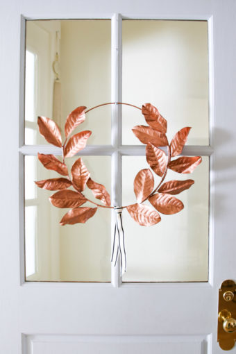 DIY gold laurel wreath for front door