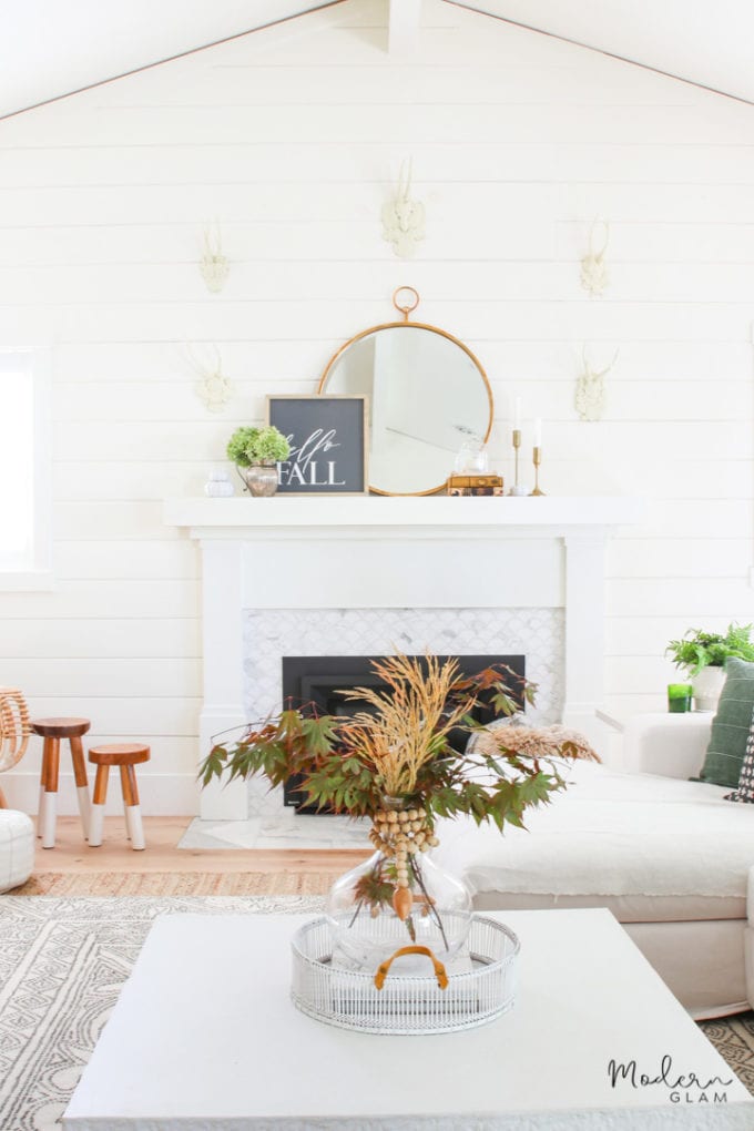 Simple And Neutral Fall Mantel Decor - Modern Glam