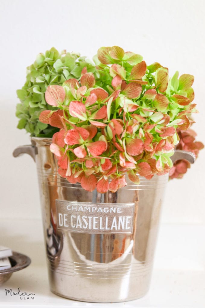 vintage champagne bucket with flowers